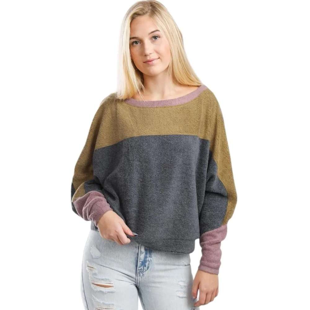 Free People Intimately Free Blue Monday Fleece Pullover size S